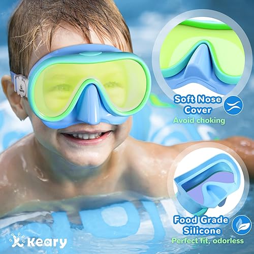 Miniatura 3 de Keary Gafas de natación para niños con cubierta de nariz para 5-16 años, máscara de natación para niños pequeños, niñas y jóvenes, antivaho