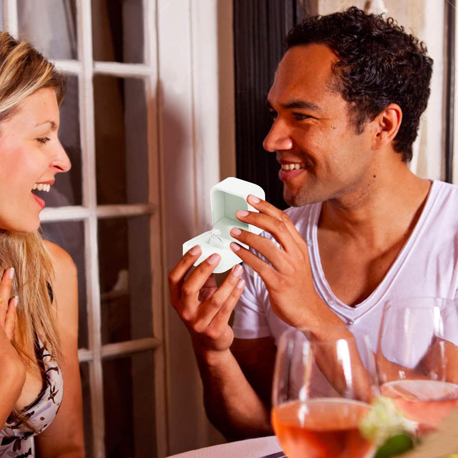 Jewelry Gift Boxes Necklace Earring Ring Box Gift Box,6 Pack Velvet Jewelry Box Ring Set, Single Ring Box Cases Jewelry Gift Boxes,Cotton Filled Jewelry Boxes,2.16 x 1.7 x 1.96 Inches (White) - Image 2