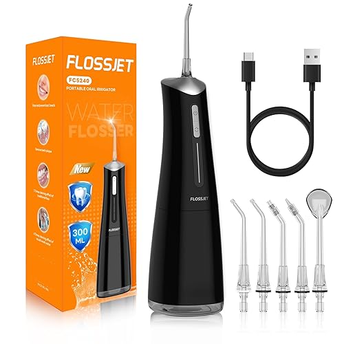 Water Dental Flosser Cordless Oral Irrigator with 300ml 5 Tips