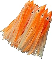 Vista 3 de Hoochie - Faldas de pulpo, señuelos de pesca con aparejos de pesca de plástico suave, faldas de calamar luminosas, señuelos de agua salada/cebo, 1.9