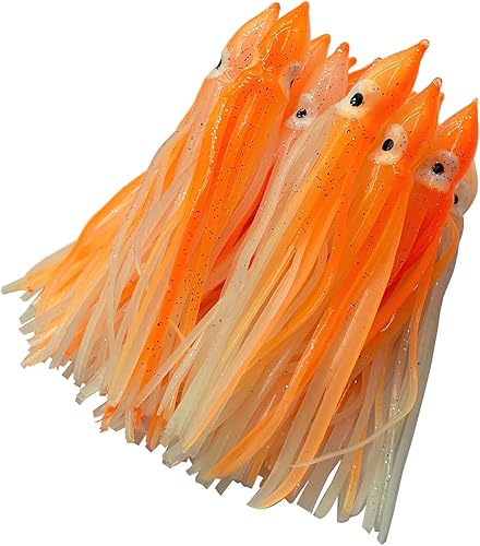 Miniatura 3 de Hoochie - Faldas de pulpo, señuelos de pesca con aparejos de pesca de plástico suave, faldas de calamar luminosas, señuelos de agua saladacebo, 1.9