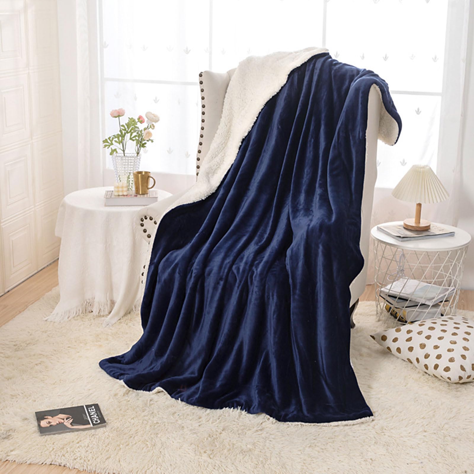 Hixingo Franela Manta Sofa, Suave y Cálida Acogedora Franela Mantas Polar para Cama Blanket para Cama Adulto Niño y Mascota, Couleur Unie (Blanco,200x230cm)