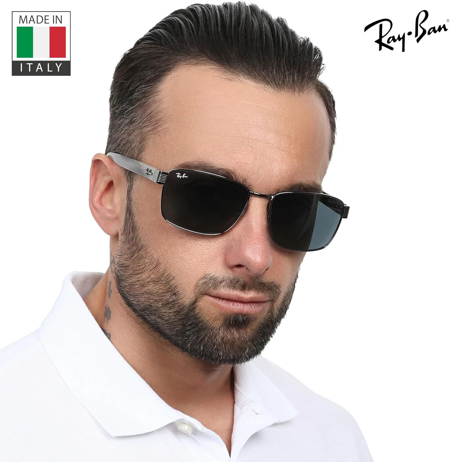 Ray-Ban RB3750 Square Shaped Sunglasses for Men & Women with Official RAYBAN Eyewear Kit