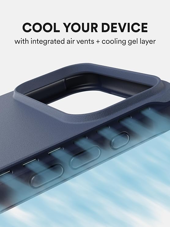 BodyGuardz Performance Pro Compatible with iPhone 17 Pro Max Case - Shockproof 18FT Drop Rating - Compatible with MagSafe - Temperature Regulating Technology - Kickstand (Navy Blue)
