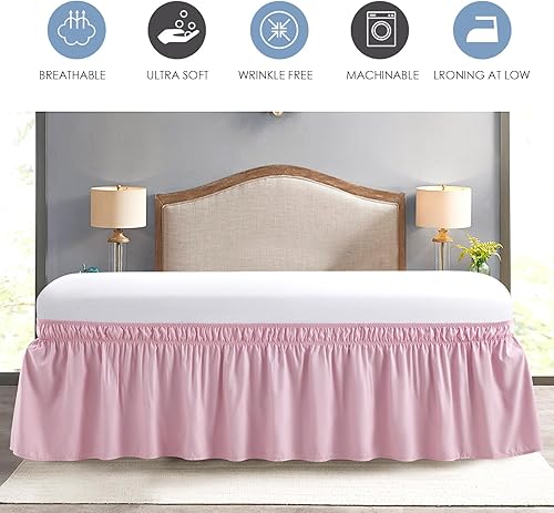 Vista 56 de FreshCulture Falda de cama King, con volantes antipolvo para cama de tamaño King, fácil ajuste con caída a medida de 15 pulgadas, falda de cama