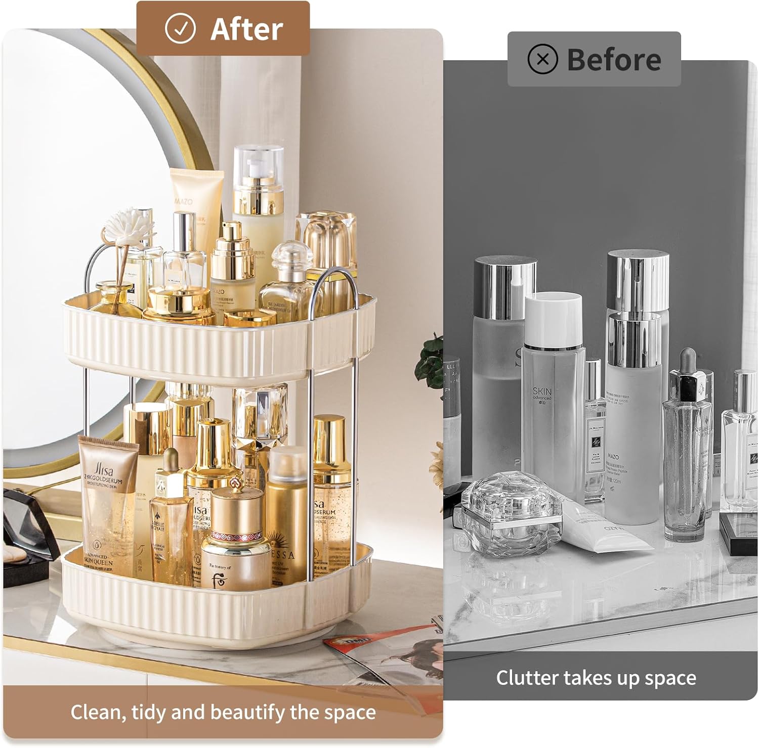 360 ° rotary makeup organizer, bathroom counter organizer,skincare care organizer,make up organizers and rotary storage. (White, 2 tier) 5 360 ° rotary makeup organizer, bathroom counter organizer,skincare care organizer,make up organizers and rotary storage. (White, 2 tier)