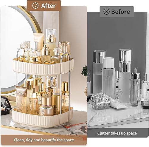 Miniatura 4 de shuang qing Organizador giratorio de perfume para encimera de baño, organizador de maquillaje giratorio de 360 para tocador, almacenamiento de