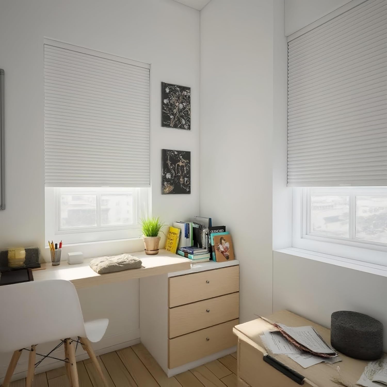 Cellular Shades Cordless.63 W×36" H.Inch Wide Blackout Cellular Blinds for Windows,Noise Reduction Honeycomb Blinds Khaki Window Coverings for Bedroom,Living Room,Office,Kitchen.