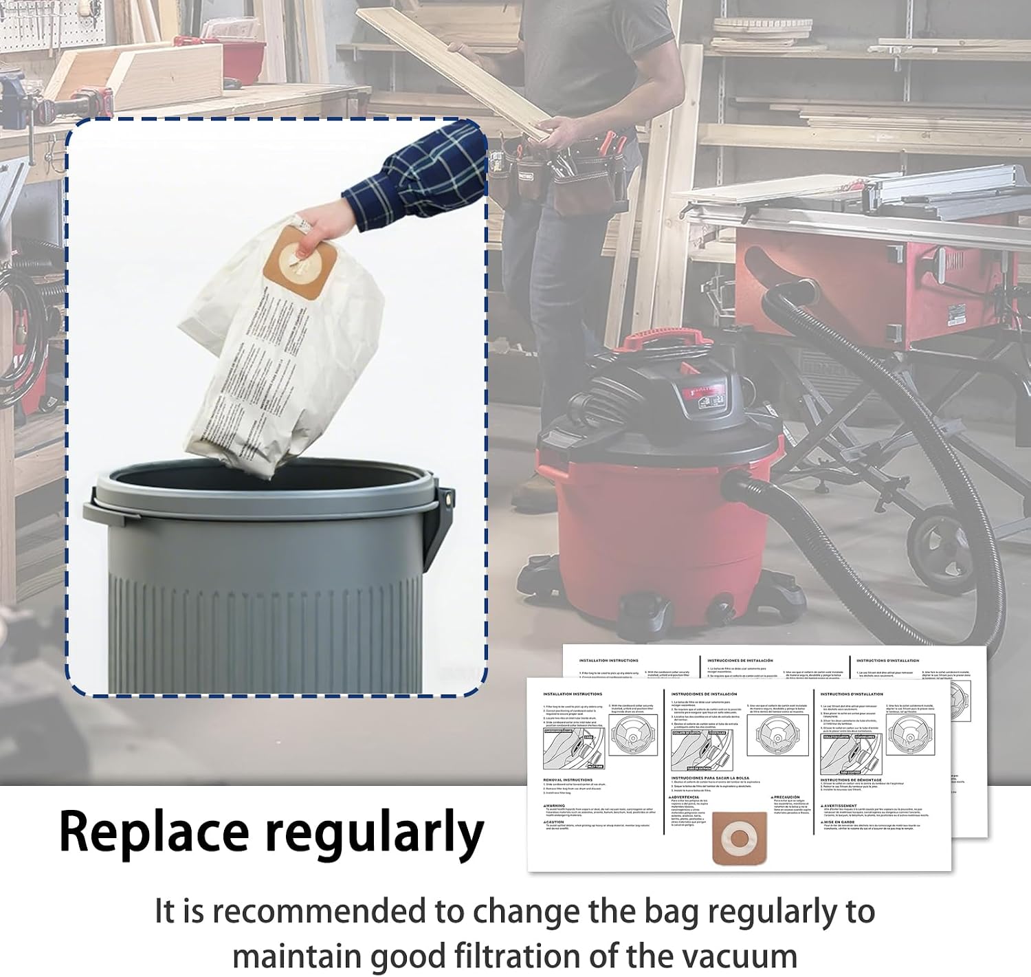 6 Pack CMXZVBE38749 For CRAFTSMAN 16-20 Gallon Wet/Dry Shop Vac Bags Part# 38749