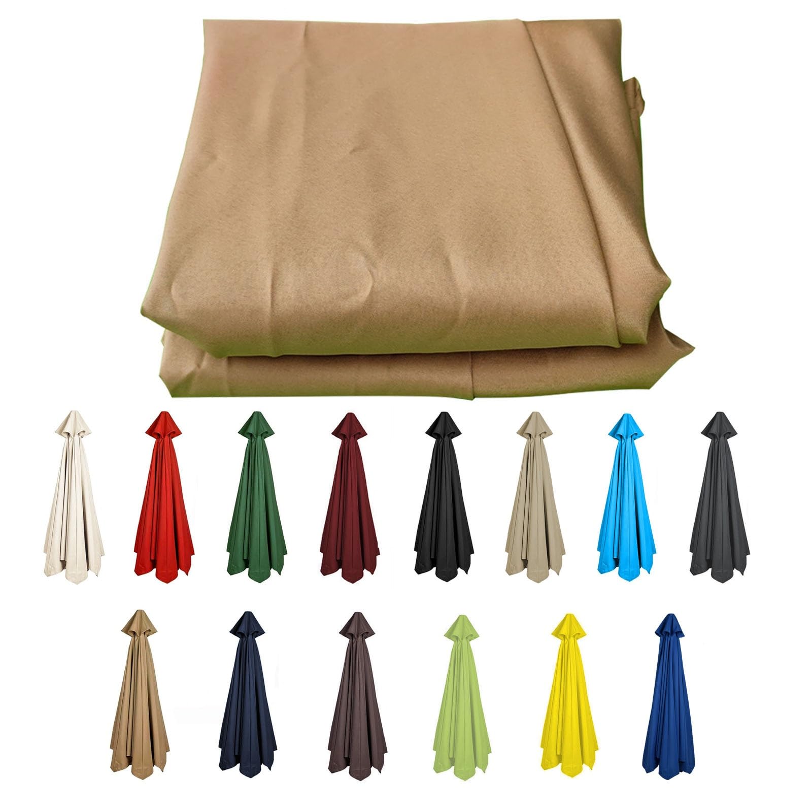 6 Ribs/8 Ribs Cantilever Umbrella Replacement Cloth Garden Parasol Canopy Cover Replacement Parasol Fabric Cover, 200/270/300cm Canopy(Color:Khaki,Size:6ribs-3m(9.8ft))