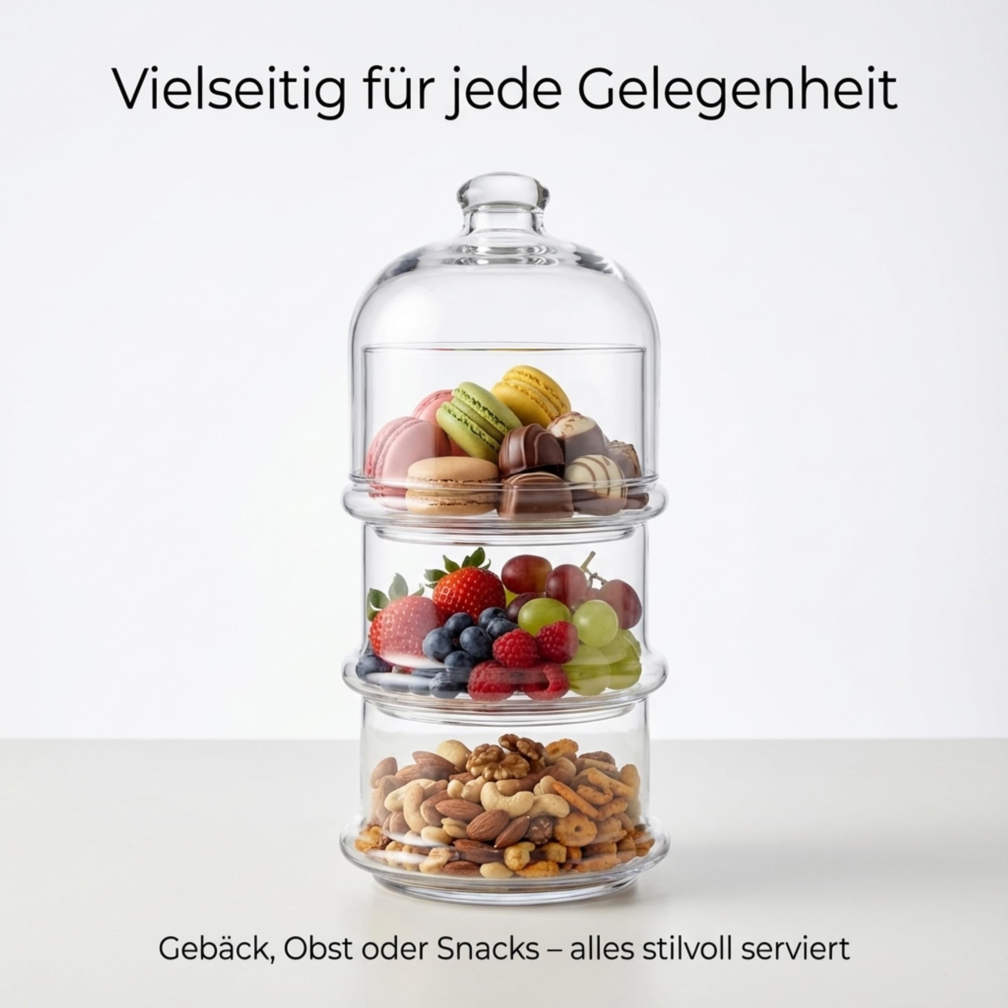 by Pasabahce Villa Patisserie Glasglocke 1000ml, Tortenständer aus Kristallglas, spülmaschinengeeignet