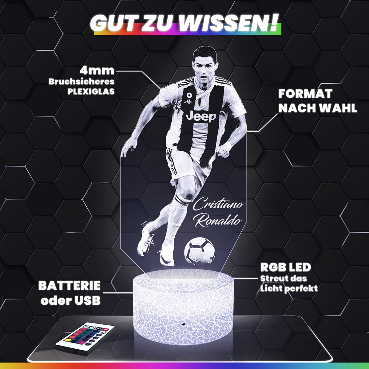 Lampephoto.fr - JR Neymar 2022 3D Lampe, Touch Nachtlicht, JR Neymar fanartikel, Fußball Geschenk, Fußballspieler, 3D Led Illusion Geschenkidee Weihnachten Geburtstag Junge und Mädchen TOP