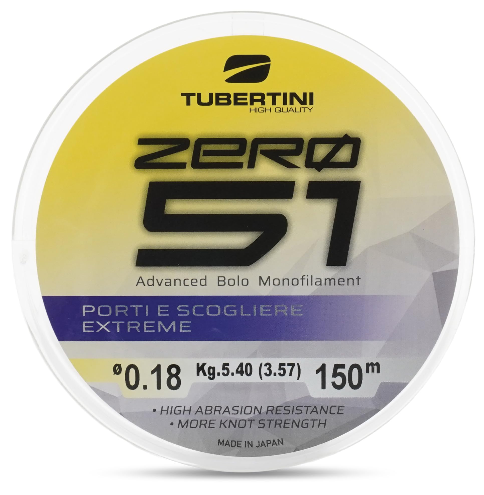 Tubertini Monofilo da Pesca ZERO 51 PORTI E SCOGLIERE EXTREME - Alta resistenza e Precisione - da 150 mt - 300 mt - 1000 mt - dal diametro Ø 0.18 al diametro Ø 0.30