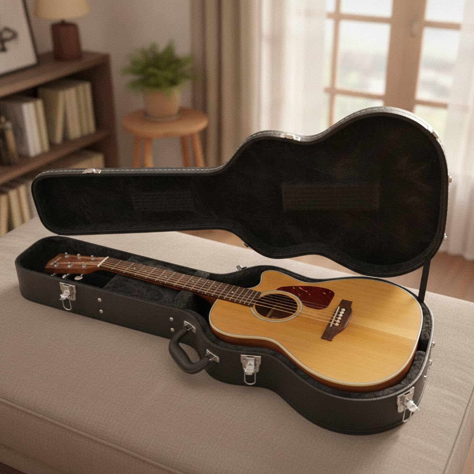 Baoblaze 1 Pezzo Custodia Chitarra Classica Custodia Rigida Custodia Strumento Astuccio Protettivo in Legno Pelle Velluto con Profilo Cucito E Robusto
