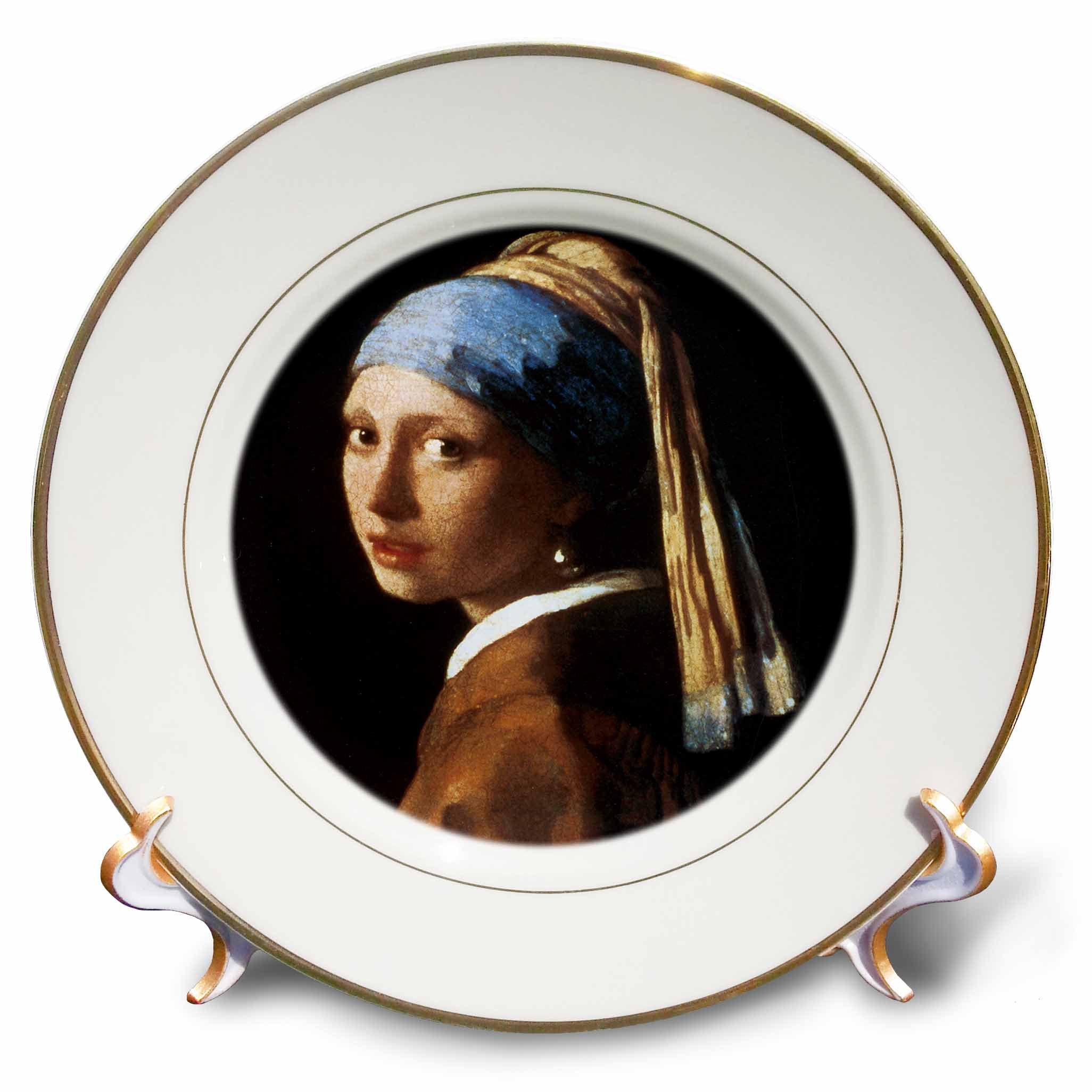 3dRose cp_128108_1 Girl with a Pearl Earring by Jan Vermeer Porcelain Plate, 8