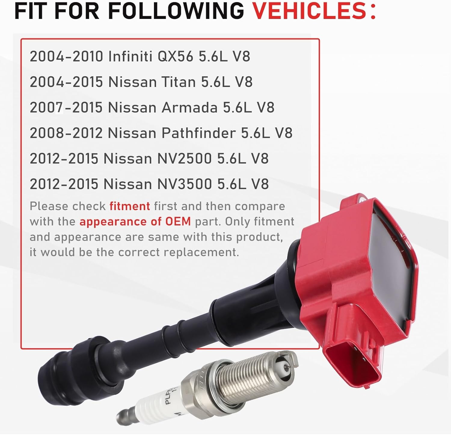 CarBole UF510 E1010 Ignition Coils Spark Plugs Set Replacement for Nissan QX56, Infiniti Titan Armada Pathfinder NV2500 NV3500