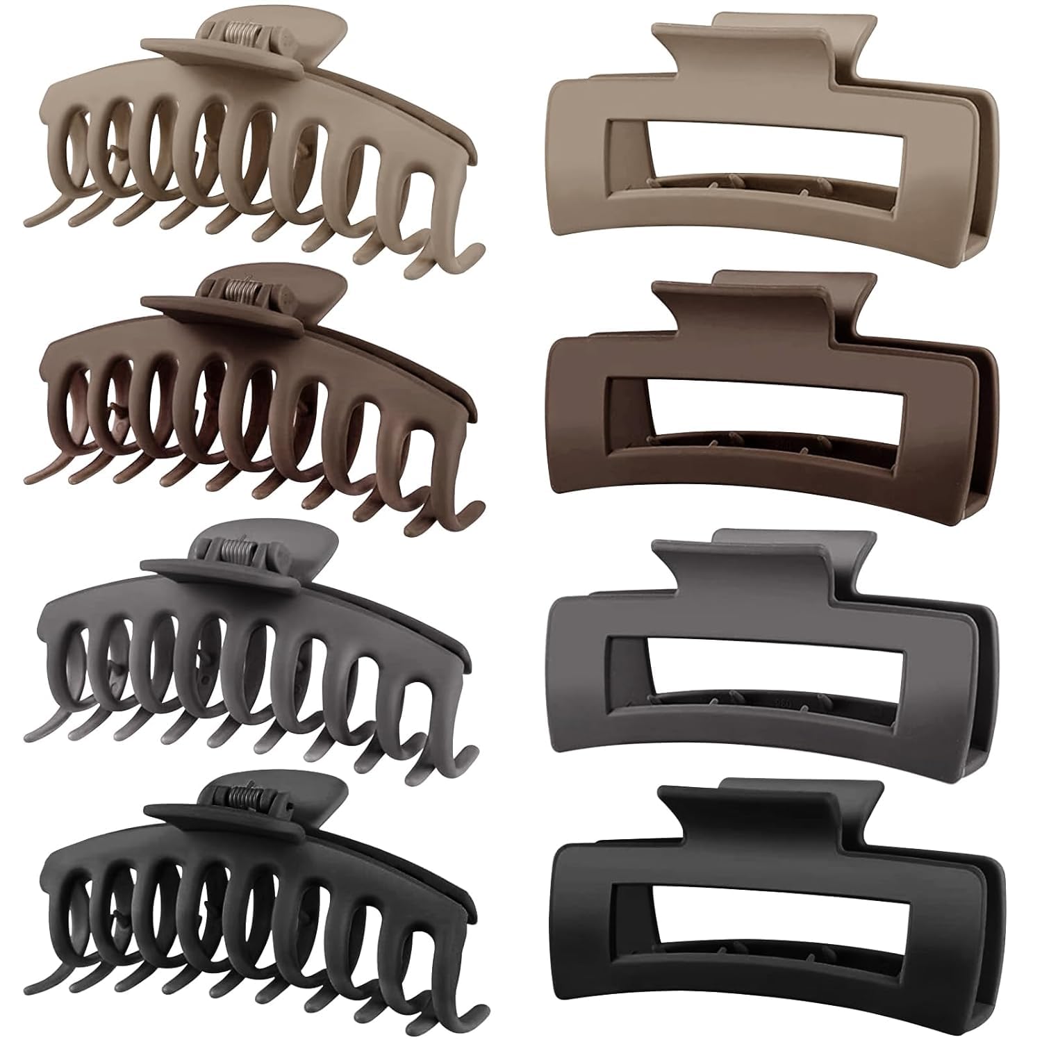 ANNA CREATIONS Korean Fashion Matte Hair Claw Clips Strong Hold Clutcher for Thick & Thin Hair Accessories Clutches for Women & Girls Pack of 8