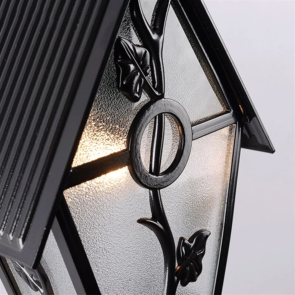 Applique Murale extérieure étanche boîtier en Aluminium Abat-Jour en Verre dépoli Finition Noire E27 Support Mural lumière décoration de Jardin pour Poteau de Porte (