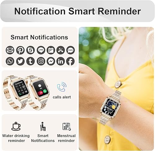 Miniatura 5 de HMZSWDP Reloj inteligente (respuestahacer llamadas), reloj inteligente con pantalla táctil de 1.59 pulgadas para mujer, 21 modos deportivos, IP67