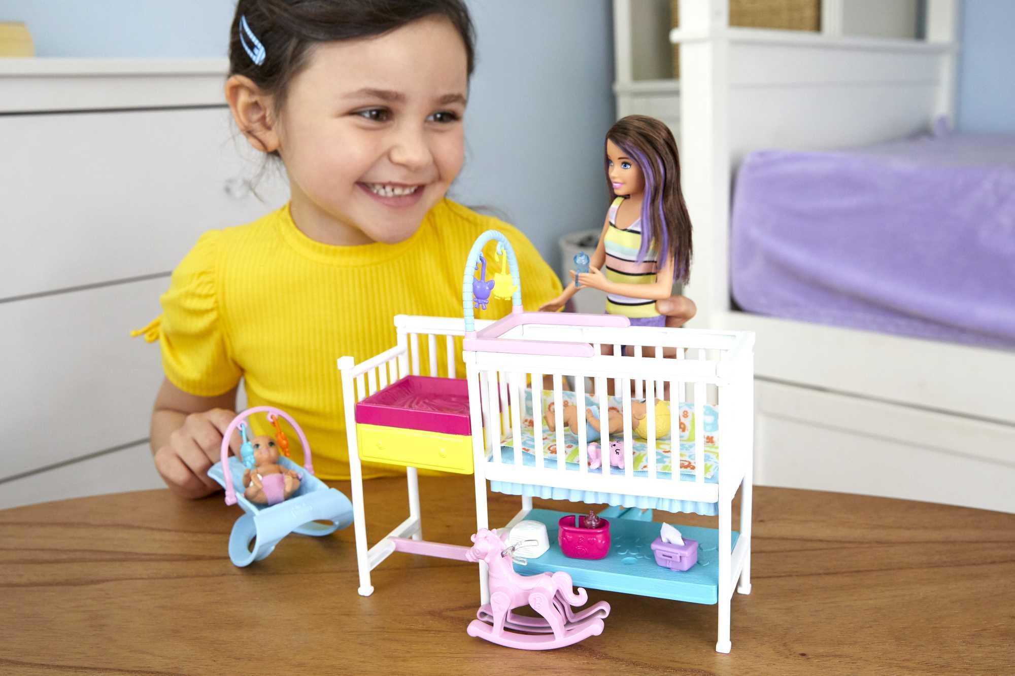 Barbie Nursery Playset with Skipper Babysitters Inc. Doll, 2 Baby Dolls - Image 2