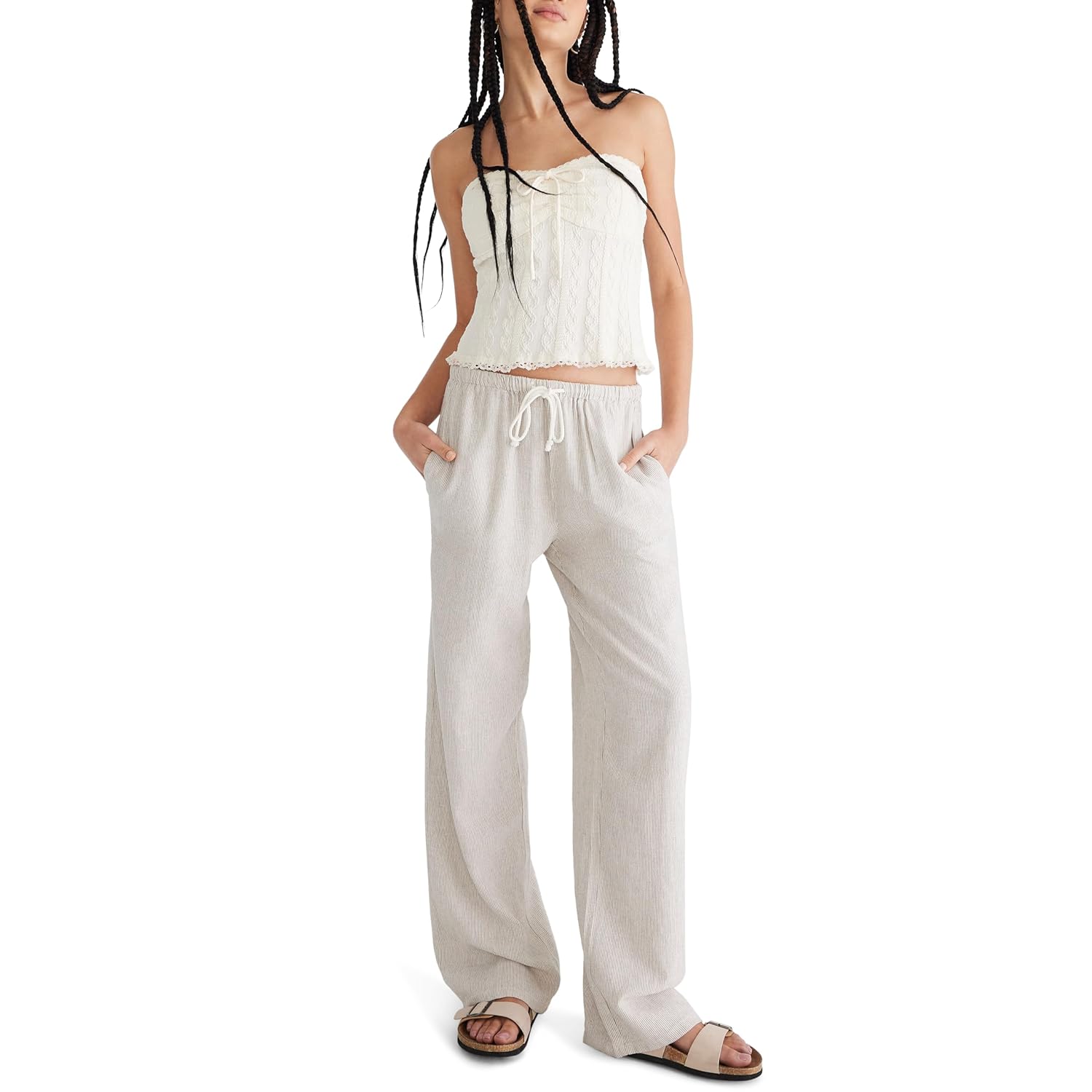 AEROPOSTALE womens Stripe Linen Drawstring Pant