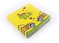 Vista 1 de BRISA VW Collection - Servilletas Volkswagen de papel de mesa con motivo de escarabajo VW (Flower Power/Amarillo/3 capas)