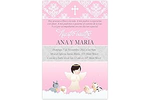Personalized Angel Baptism Invitations in Spanish or English