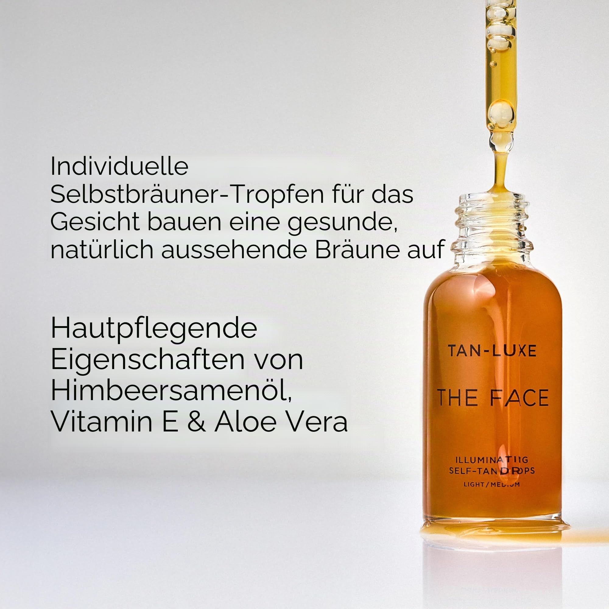 Tan Luxe THE FACE Selbstbräuner-Tropfen, Mittel (30 ml), Bräunungstropfen zur Hautpflege für individuelle Gesichtsbräunung, tierversuchsfrei und vegan