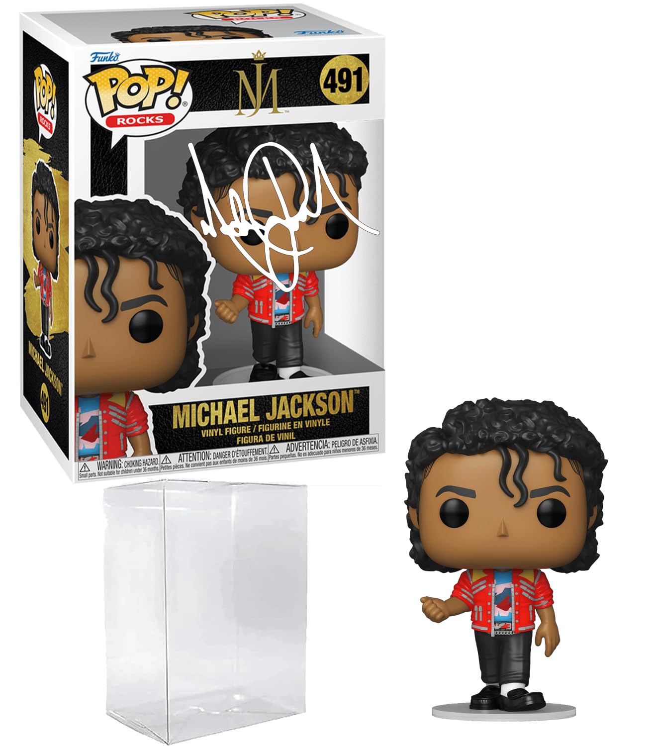 Funko Pop! Michael Jackson 491 ケース付き Michael Jackson #491 Beat It Facsimile Signed Reprint Laser
