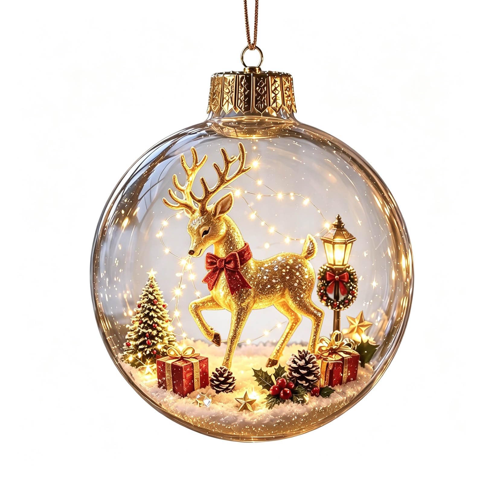 3D Glowing Christmas Story Ornament, Light-Up Mini Holiday Scene with Warm LED Light, Festive Keepsake Gift for Home Christmas Party Decoration, Glowing Xmas Hanging Ornaments, Festive Ornament