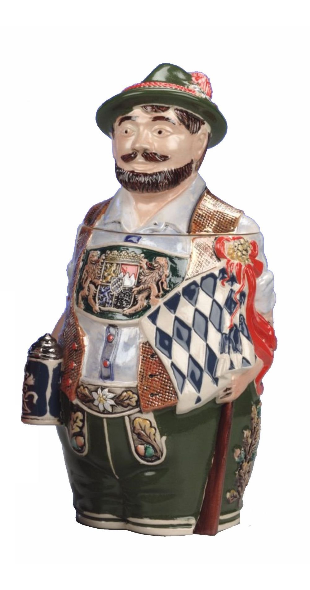 Jarra de cerveza alemana de 0,75 litros KING con relieves patriotas bávaros