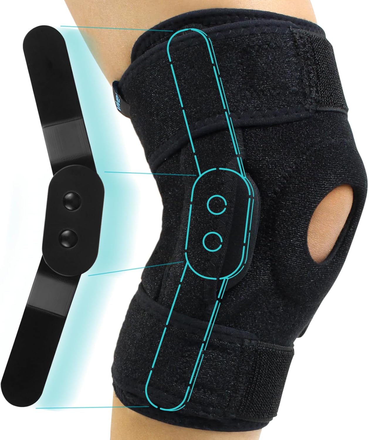 Vive Hinged Knee Brace Open Patella Support Wrap for Women, Men