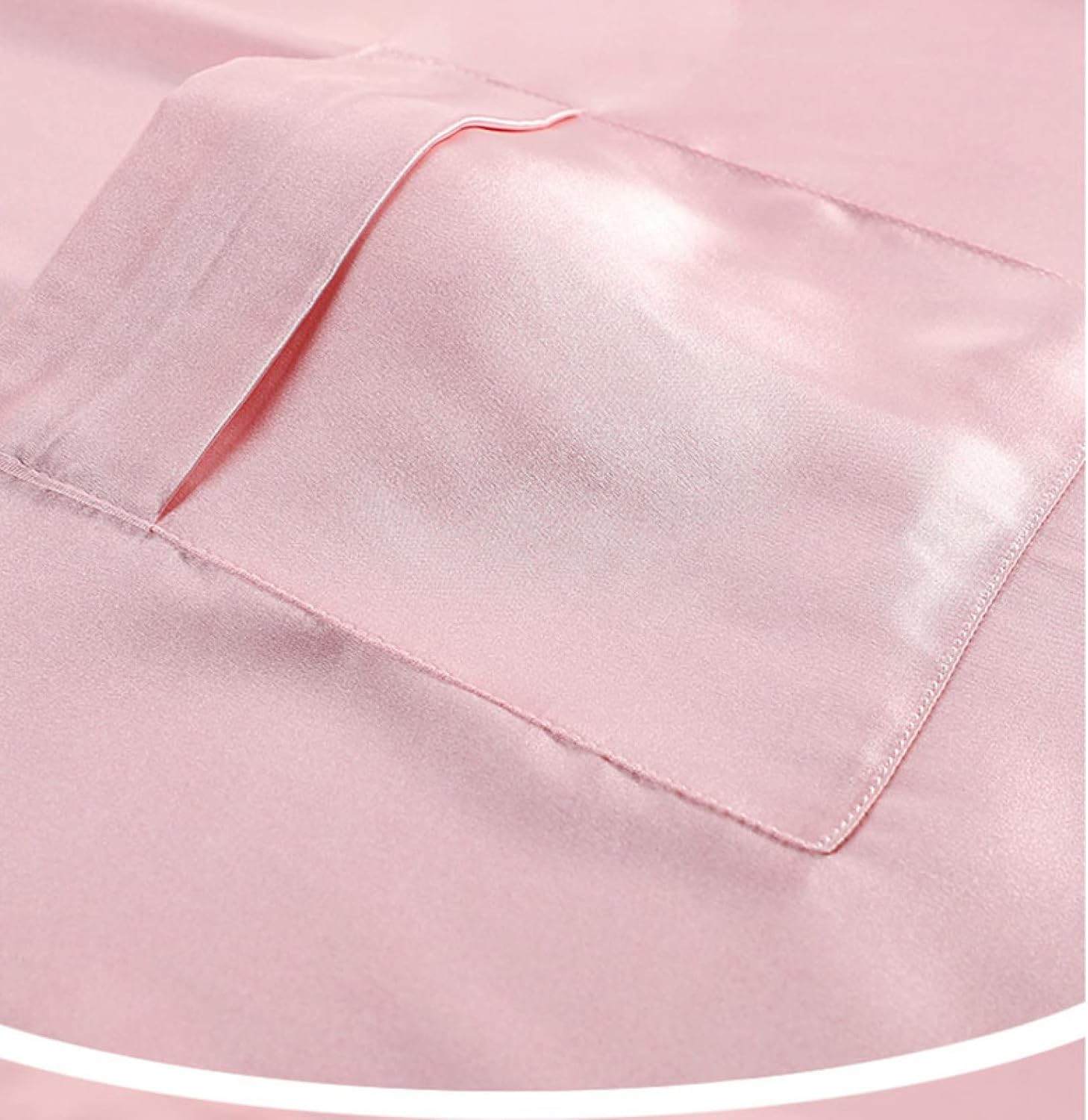 [シュウカ] ネグリジェ 前開き 七分袖 春 秋 パジャマ ワンピース ロング丈 無地 M シルクタッチ サテン レディース ルーム