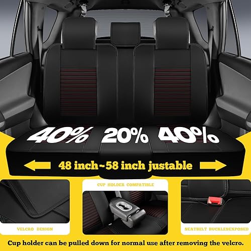 Miniatura 20 de LINGVIDO - Fundas de piel sintética con respaldo para asiento de automóvil, transpirables, impermeables, universal y antideslizante, para SUV, Beige