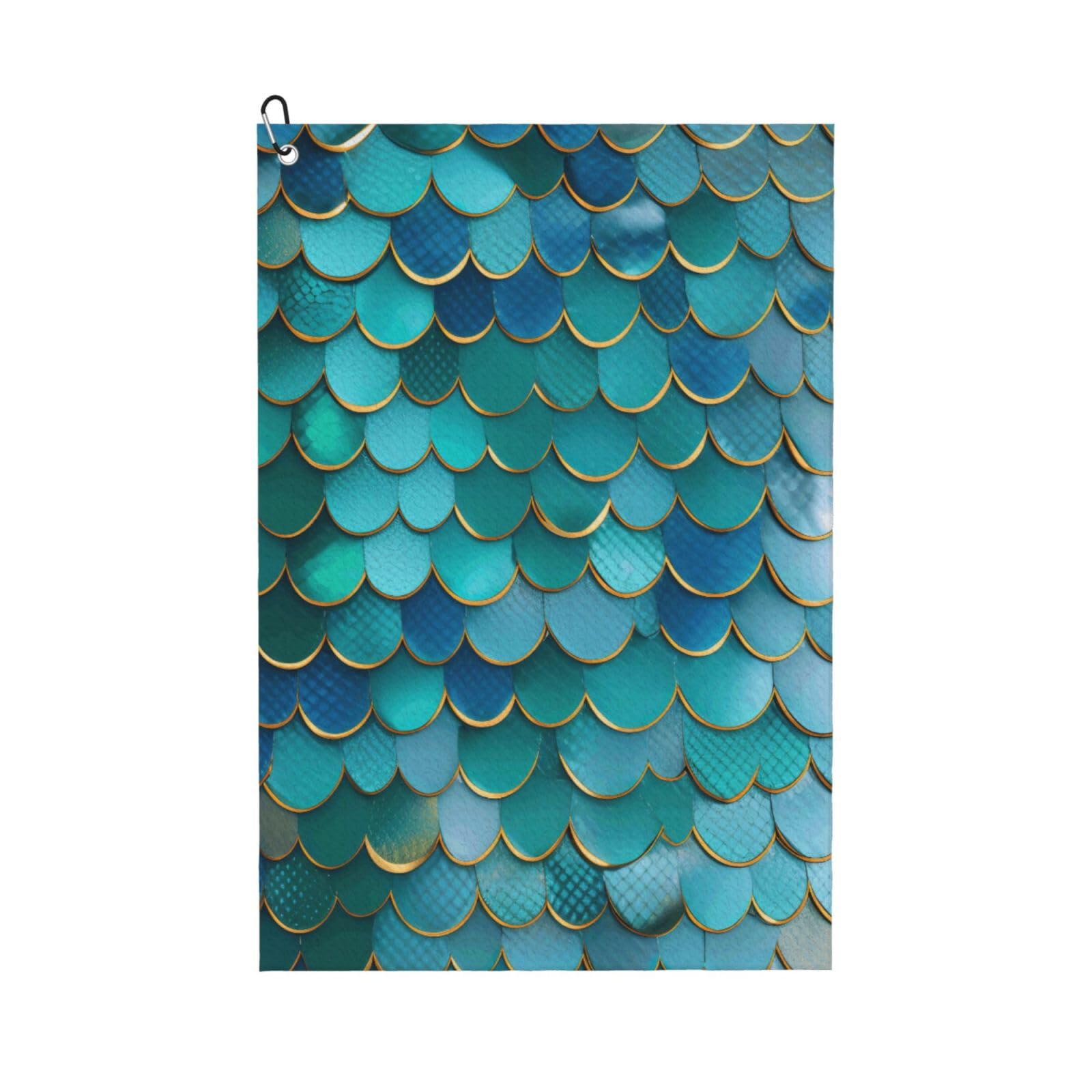 Anceky Mermaid Scale Print Golf Towel 24"X16" Microfiber Golf Cleaning Towel with Carabiner Clip for Golf Bags