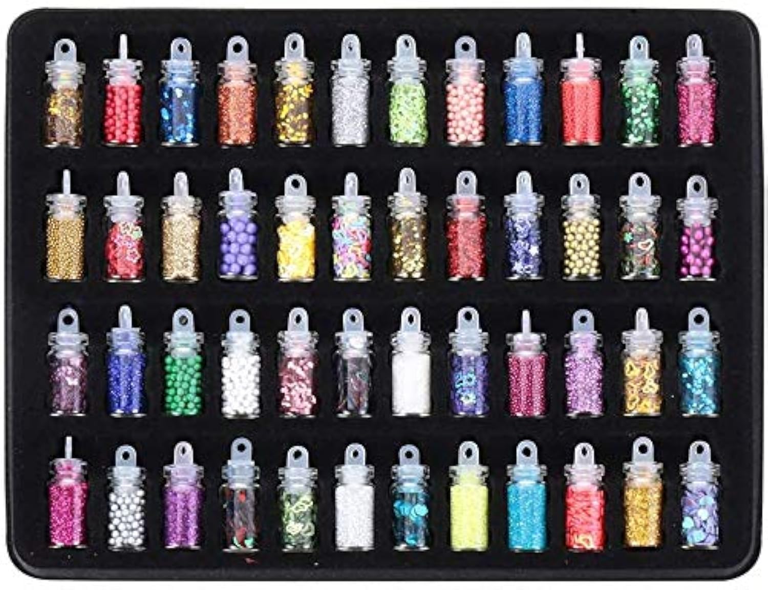 48 Bottles/Box DIY Nail Resin Glitter Sequins Crystal UV Epoxy Jewelry Making Mold Filler 3D Nail Art Tips Decoration(Multicolors)