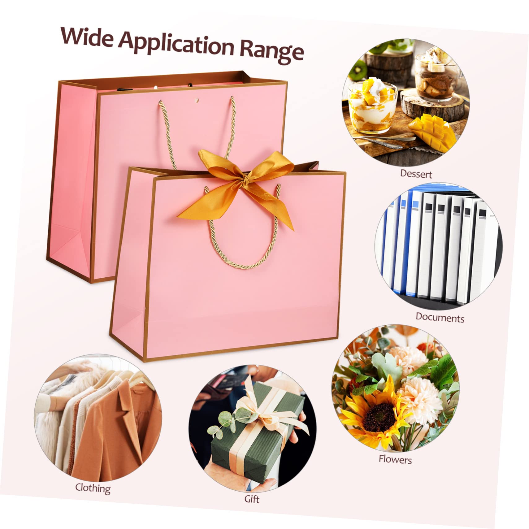 10 Pezzi Sacchetti Regalo di Carta Rosa Manici per Party
