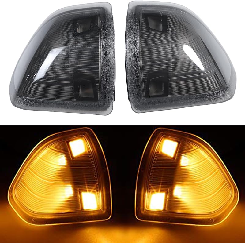 Luz de seta LED para retrovisor lateral YMHHefy com lente fumê para Dodge Ram 1500, 2500, 3500, 4500 e 5500 – Par