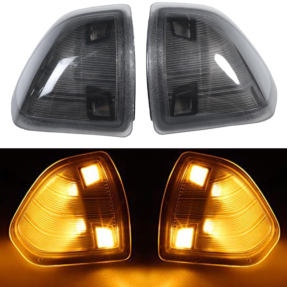 LED Side Mirror Turn Signal Light Smoked Cover Lens 2Pcs Compatible with Dodge Ram 1500 2500 3500 4500 5500 68302828AA 68302829AA Left Driver Right Passenger Lamps Two Wire