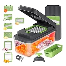 Ibergrif M524-7 Affetta Verdure 7 in 1, Taglia Verdure Manuale Multifunzionale con Contenitore, Mandolina Cucina per Cubetti, Verdure e Frutta, Lavabile in Lavastoviglie