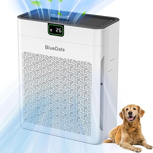 Purificadores de aire para dormitorio con pantalla PM 2.5, sensor de calidad del aire, elimina el pelo de las mascotas, polvo, humo, olor, modo de