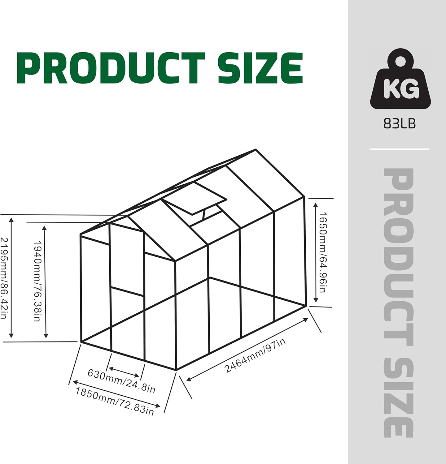 6x8 FT Polycarbonate Greenhouse Heavy Duty Walk-in Greenhouses for Outdoor Backyard in All Season with Windproof,Aluminum (Green, 6x8 FT)