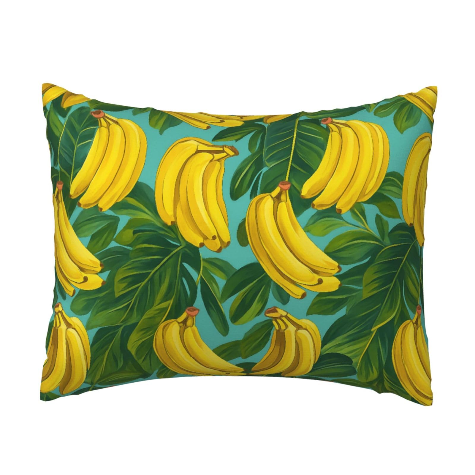 Banana and Leaf Pillowcase Soft Plush with Zipper Decorative Pillowcovers 16x20 in