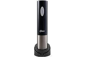 OSTER Cordless Electric Wine Bottle Opener with Foil Cutter in Tuxedo Black