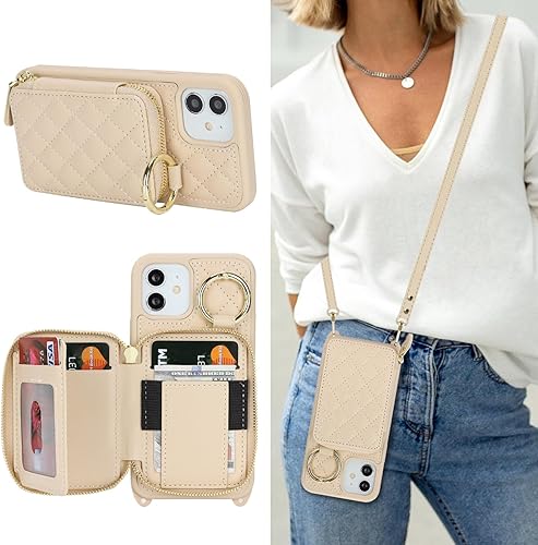Miniatura 34 de Funda Cartera Bandolera para iPhone 11, Cuero PU Cremallera Bolso Cartera Funda Plegable con Tapa, Funda Folio con Soporte con Ranuras para Tarjetas