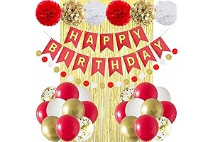 Red and Gold Birthday Party Decorations Set for Girls Women