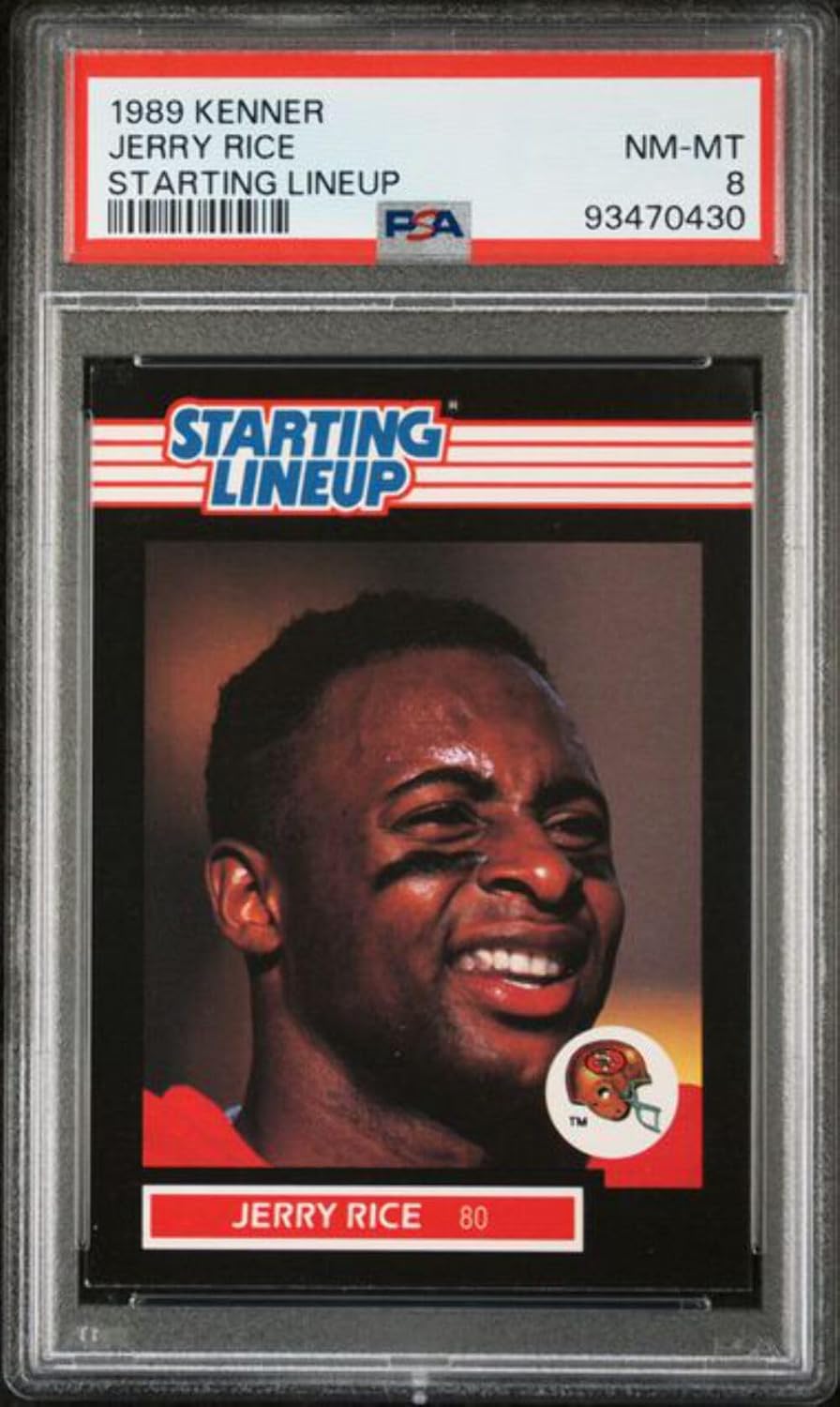 Graded 1989 Kenner Starting Lineup Jerry Rice Football Card PSA 8 NM-MT