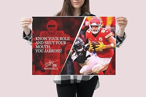 Miniatura 3 de Vincit Veritas Póster de Travis Kelce con cita motivacional, carteles inspiradores de fútbol para decoración deportiva, coaching, arte de pared,