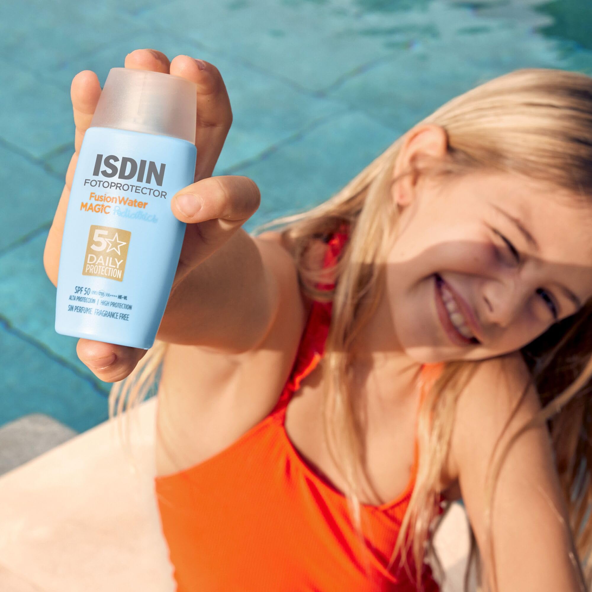 ISDIN Pediatrics Fusion Water MAGIC SPF 50 (50 ml) | Crema Solare Viso per Bambini | Texture Ultraleggera | Adatto per Tutte le Tipologie di Pelle