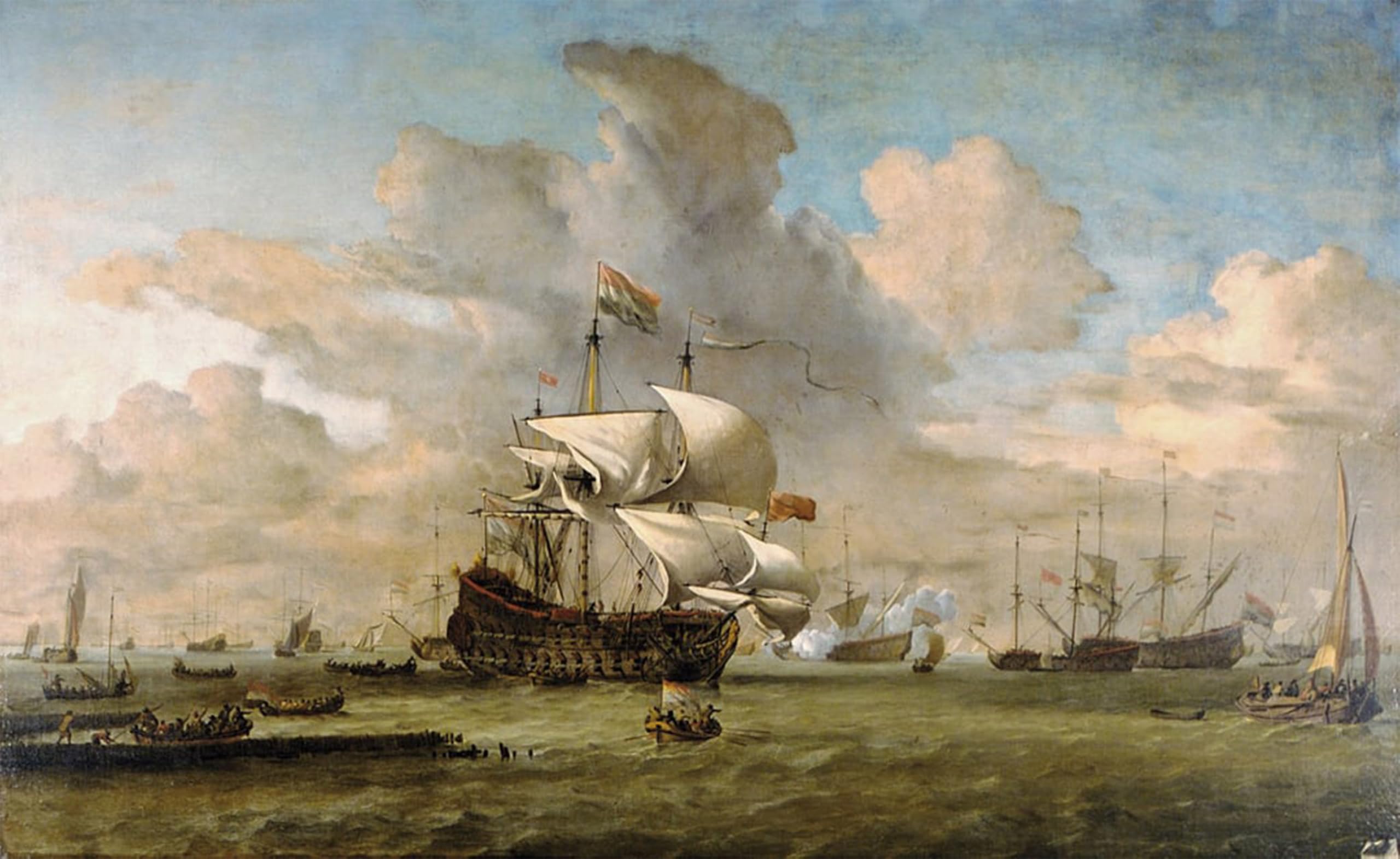 SERENDIPITP Vintage Picture Print on Canvas Wall Art Poster Hollandia by Willem Van De Velde the Younger Artwork Print Poster for Wall Decor 60x90cm